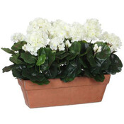 Kunstplant Geranium Wit - H 40cm - Zandcement sierpot - Mica Decorations