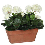 Kunstplant Geranium Wit - H 40cm - Zandcement sierpot - Mica Decorations