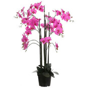 Künstliche Pflanze Orchidee Phalaenopsis Violett - H 117cm -Kunststofftopf - Mica Decorations