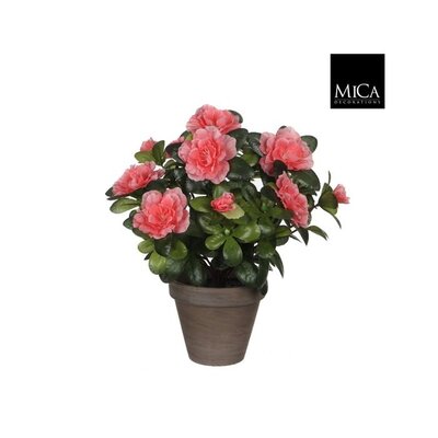 Kunstplant Azalea Peach - H 27cm - Terracotta sierpot - Mica Decorations