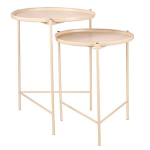 Mica Decorations - Set van 2 - Bijzettafel - H 60cm / D 47cm - H 50cm/D 42cm - Oud Roze
