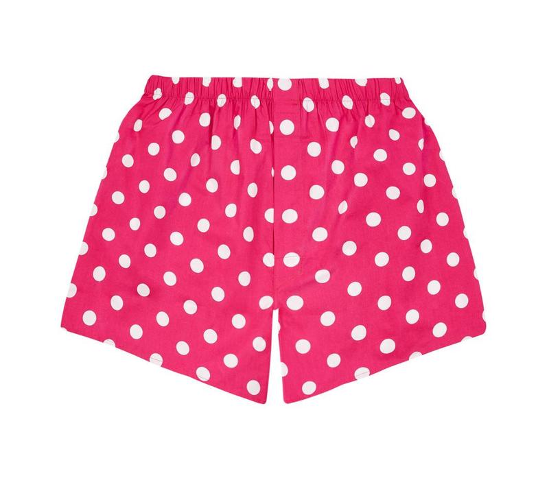 Oliver Brown Cotton Boxer Shorts, Polka Dot - Bright Pink - Oliver Brown