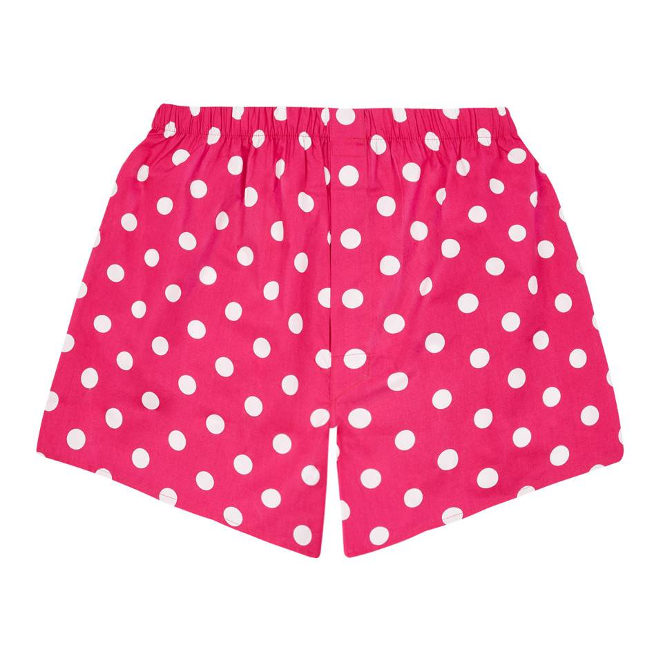 Oliver Brown Cotton Boxer Shorts, Polka Dot - Bright Pink - Oliver Brown