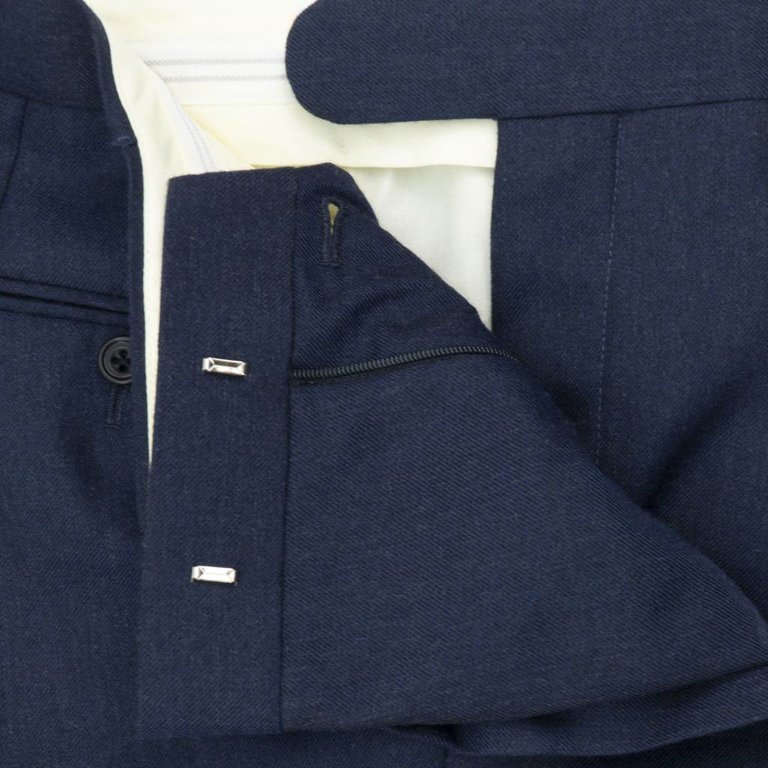 Pleated Suit Navy Cashmere Blend Trousers