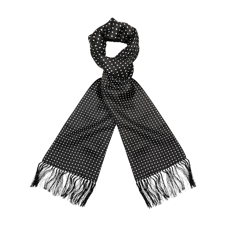 Oliver Brown Wool & Silk Scarf, Spotted - Black - Oliver Brown