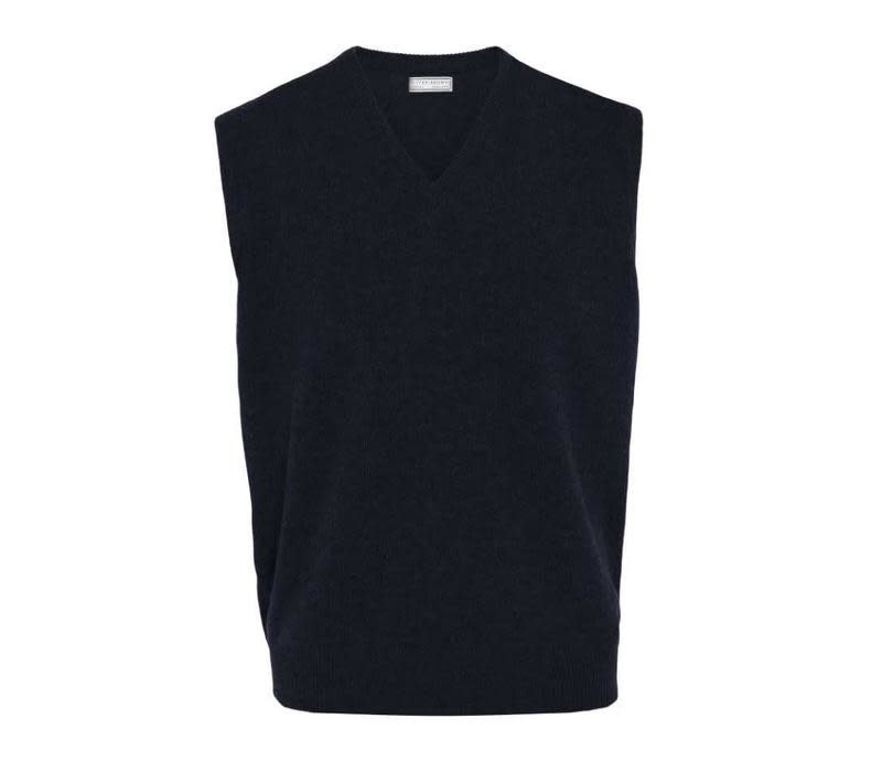 Oliver Brown Cashmere Sleeveless Jumper - Navy - Oliver Brown