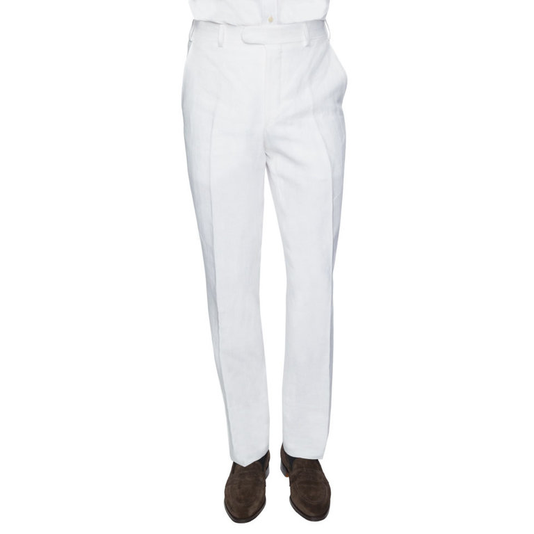 Pleated Trousers - White Linen