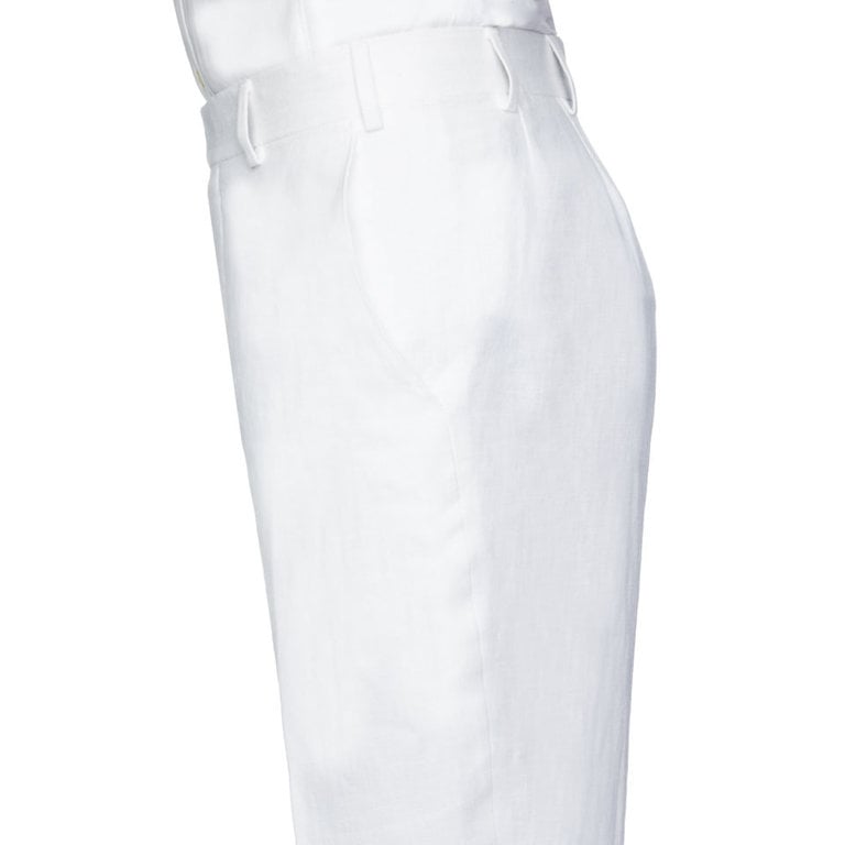 Pleated Trousers - White Linen