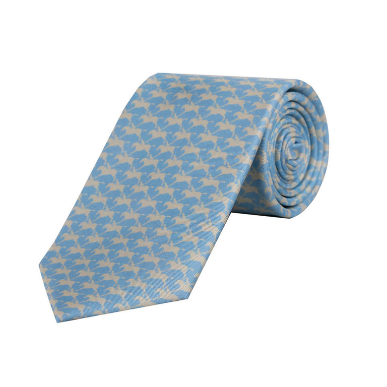 Horse and Jockey Tie - Sky and Pearl
