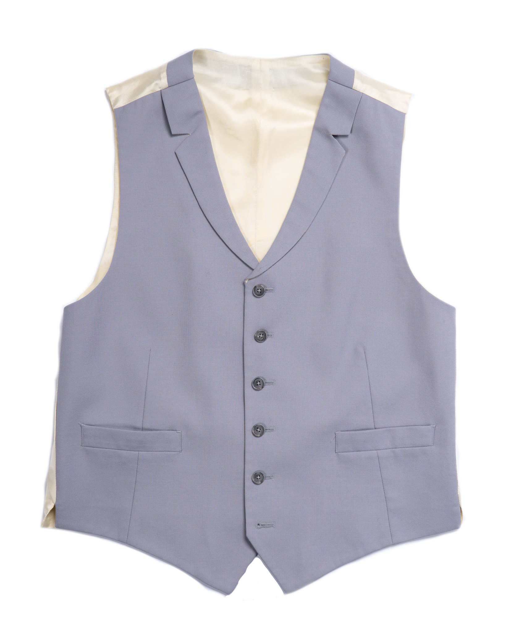 Single Breasted Wool Waistcoat - Dove Grey - Oliver Brown
