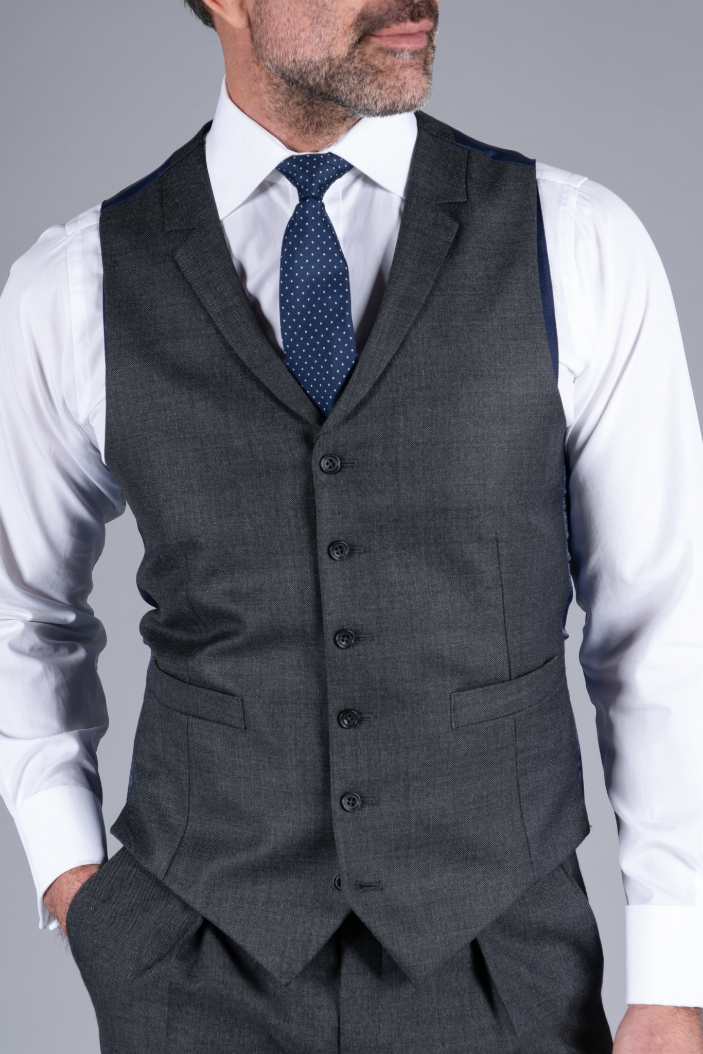 Single Breasted Morning Waistcoat - Grey - Oliver Brown