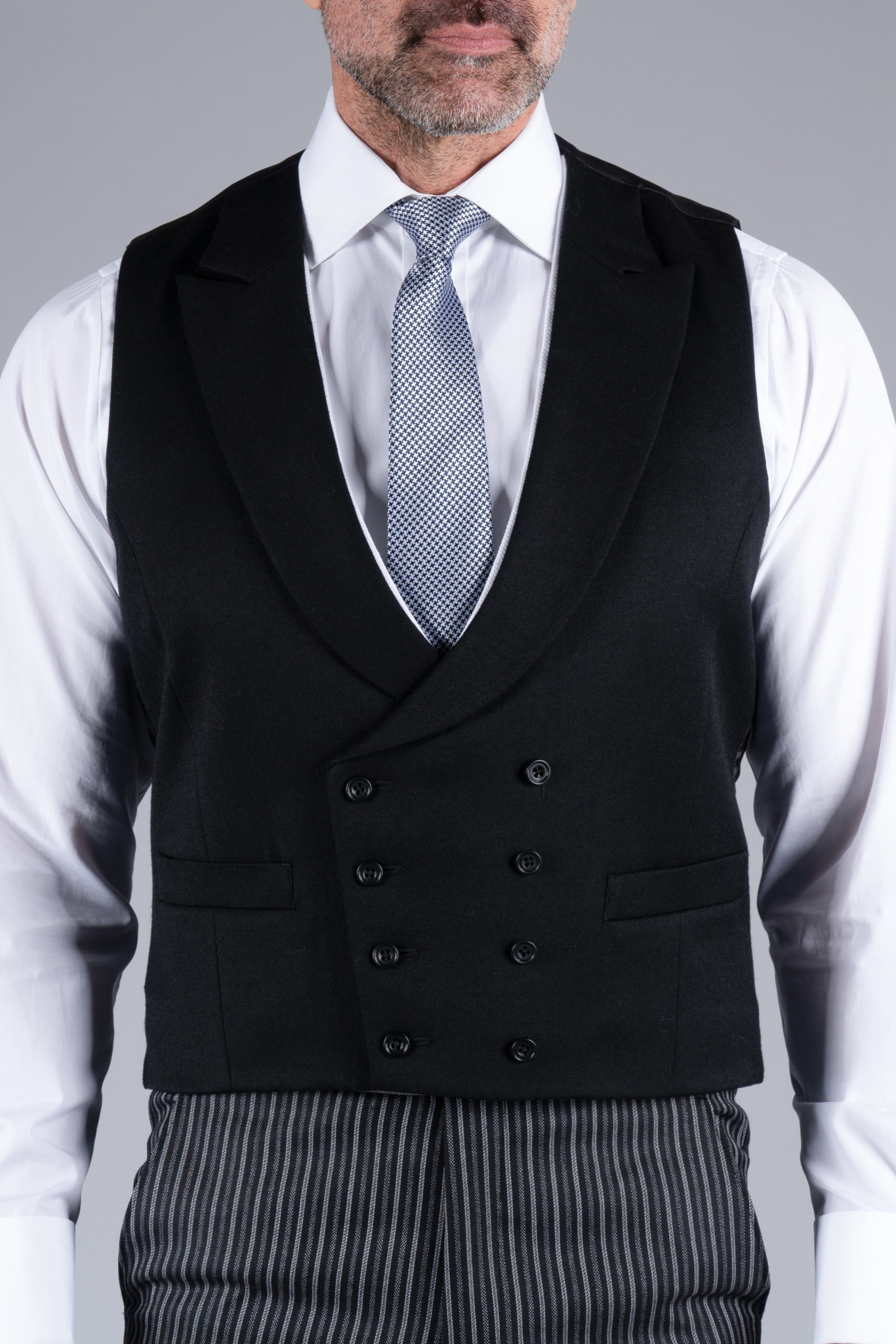 Oliver Brown Double Breasted Morning Waistcoat Black Oliver Brown