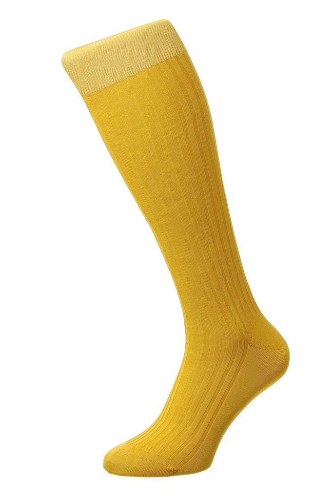 Long Pantherella Cotton Socks - Ochre