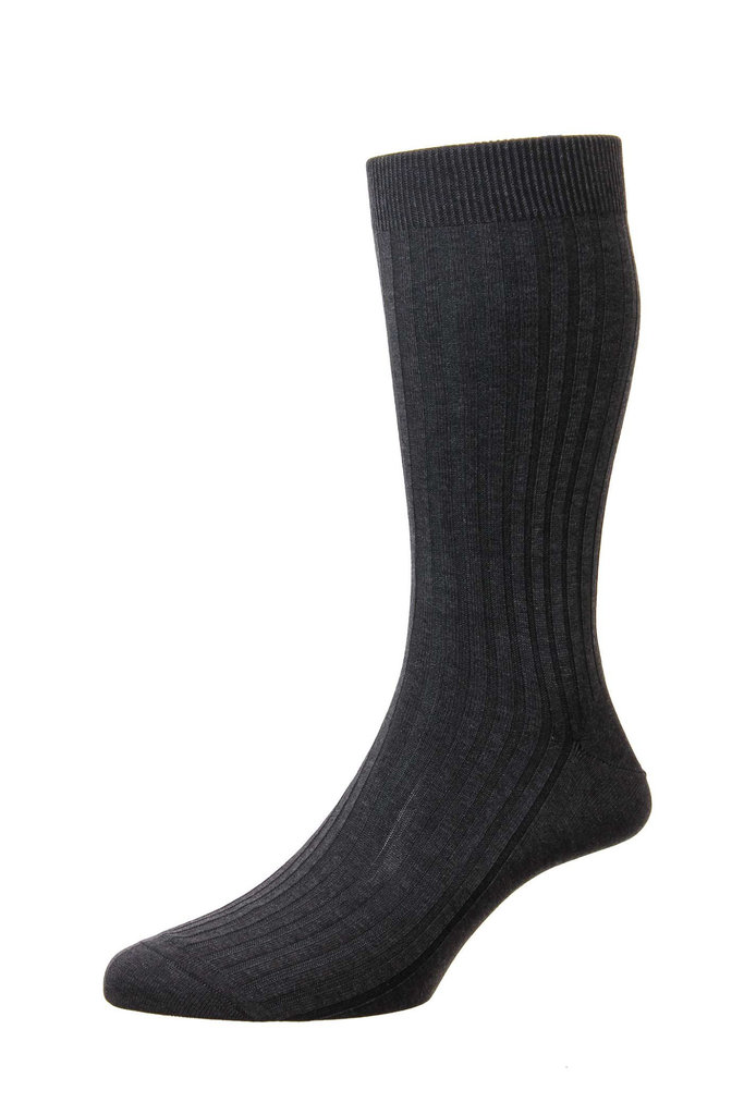 Short Pantherella Cotton Socks - Charcoal