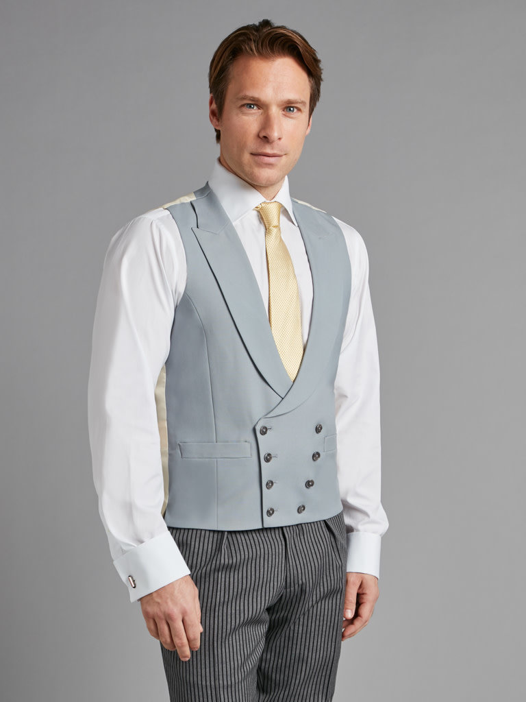 Oliver Brown Double Breasted Wool Waistcoat Grey Oliver Brown