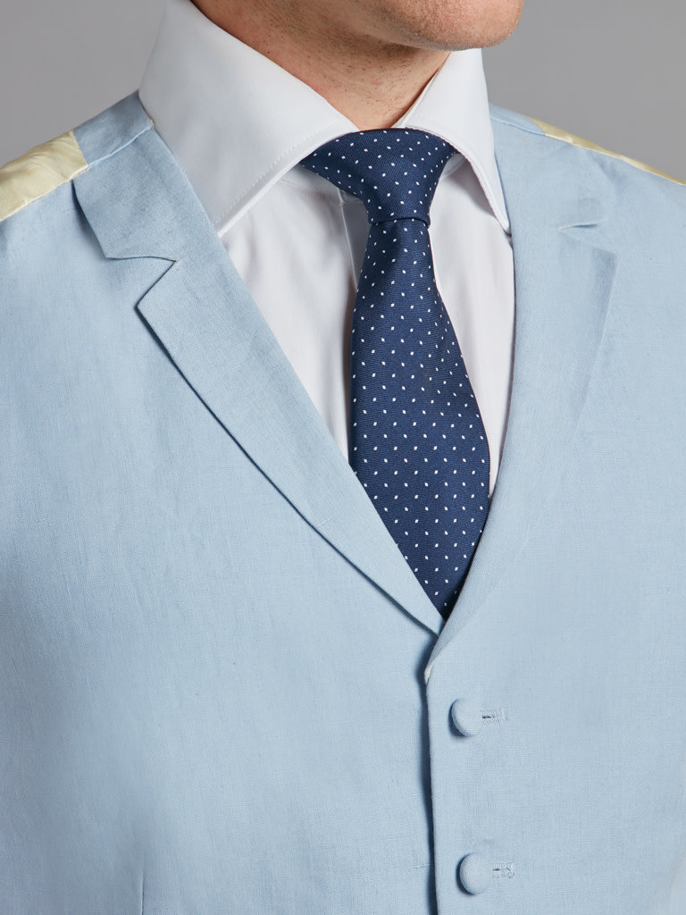 Single Breasted Linen Waistcoat - Pale Blue