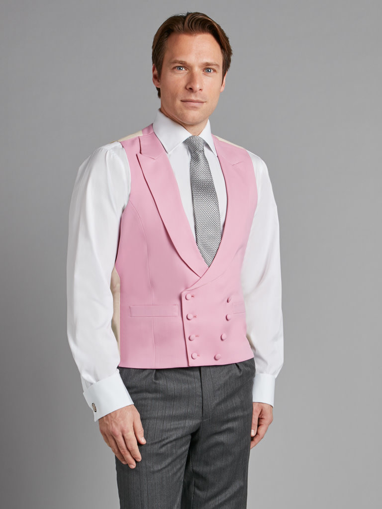 Oliver Brown Double Breasted Wool Waistcoat Pink Oliver Brown