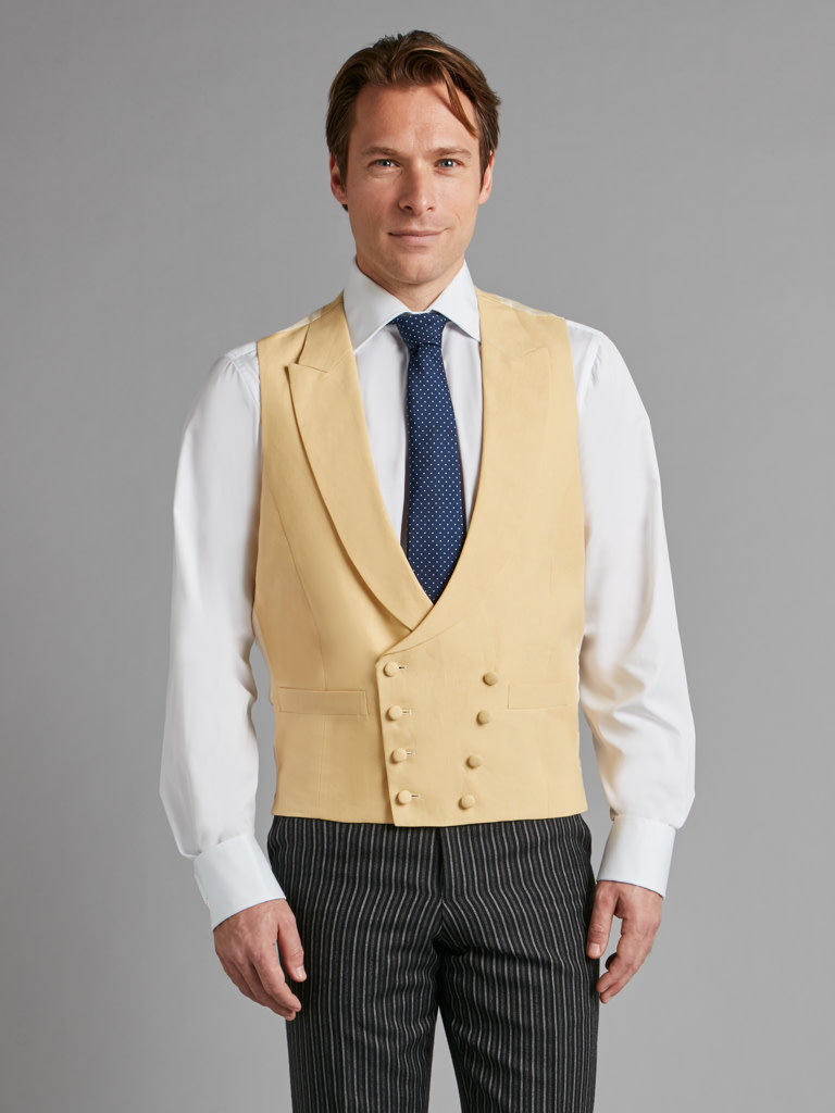 Oliver Brown Double Breasted Linen Waistcoat Yellow Oliver Brown