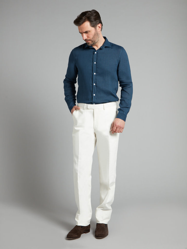 Fitted Linen Shirt - Navy
