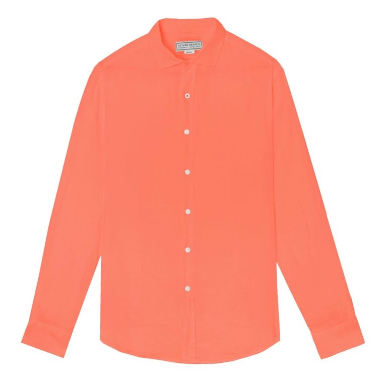 Fitted Linen Shirt - Orange