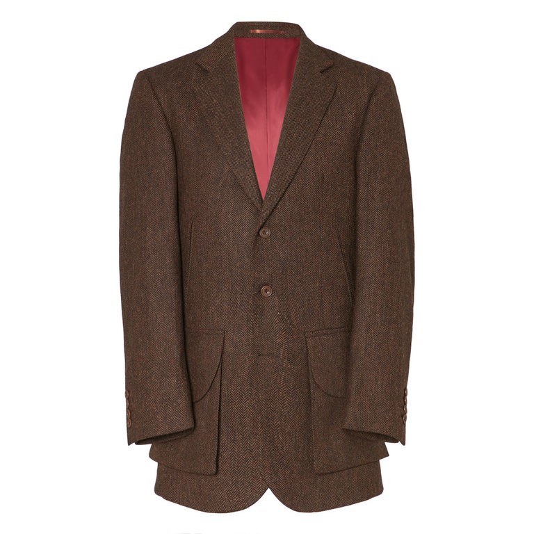 Country Jacket with Half Belt - Brown