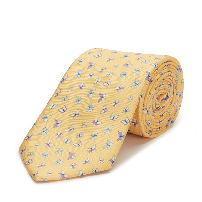 Silk Tie, Butterflies - Yellow