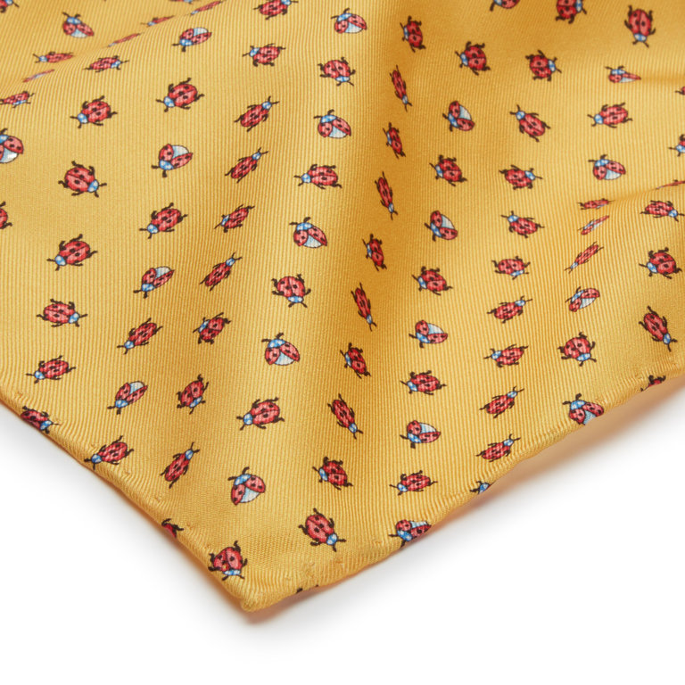 Silk Pocket Square, Ladybird - Yellow/Red