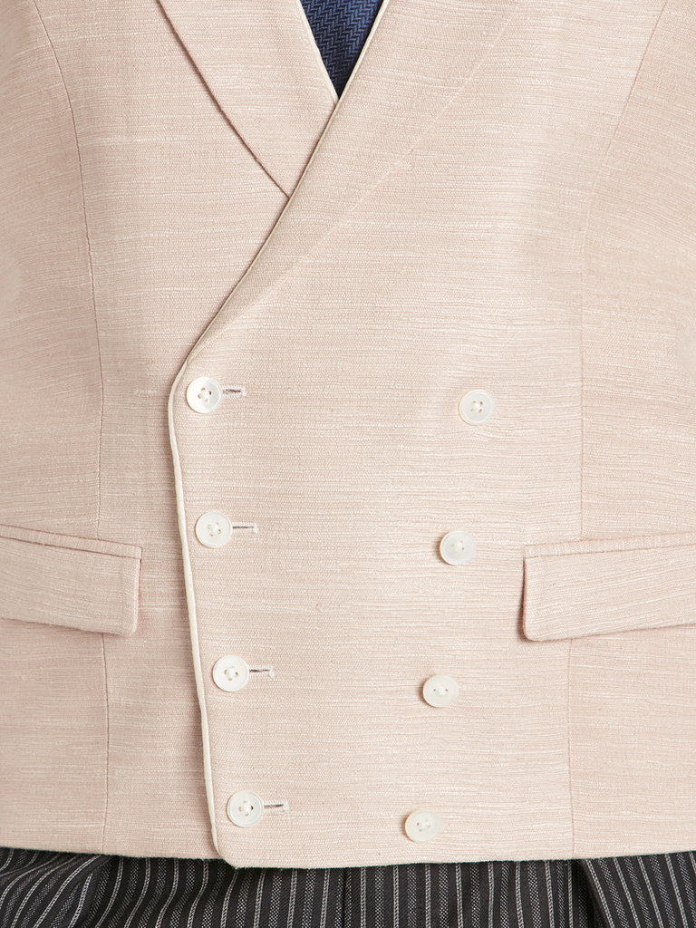 Double breasted waistcoat - Plain silk Rose Smoke