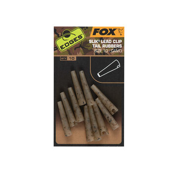 FOX Slik Lead Clip Tail Rubber Khaki (size 10) (10stuks)