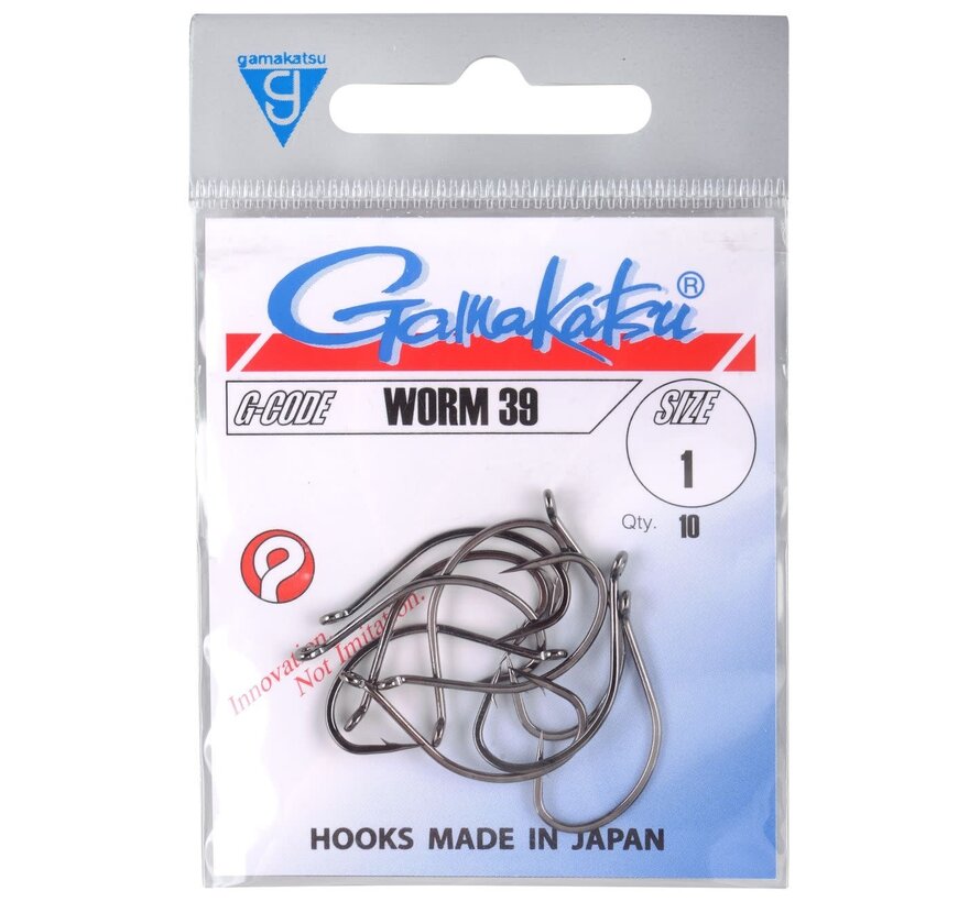 Worm 39 Hooks Black (10stuks)