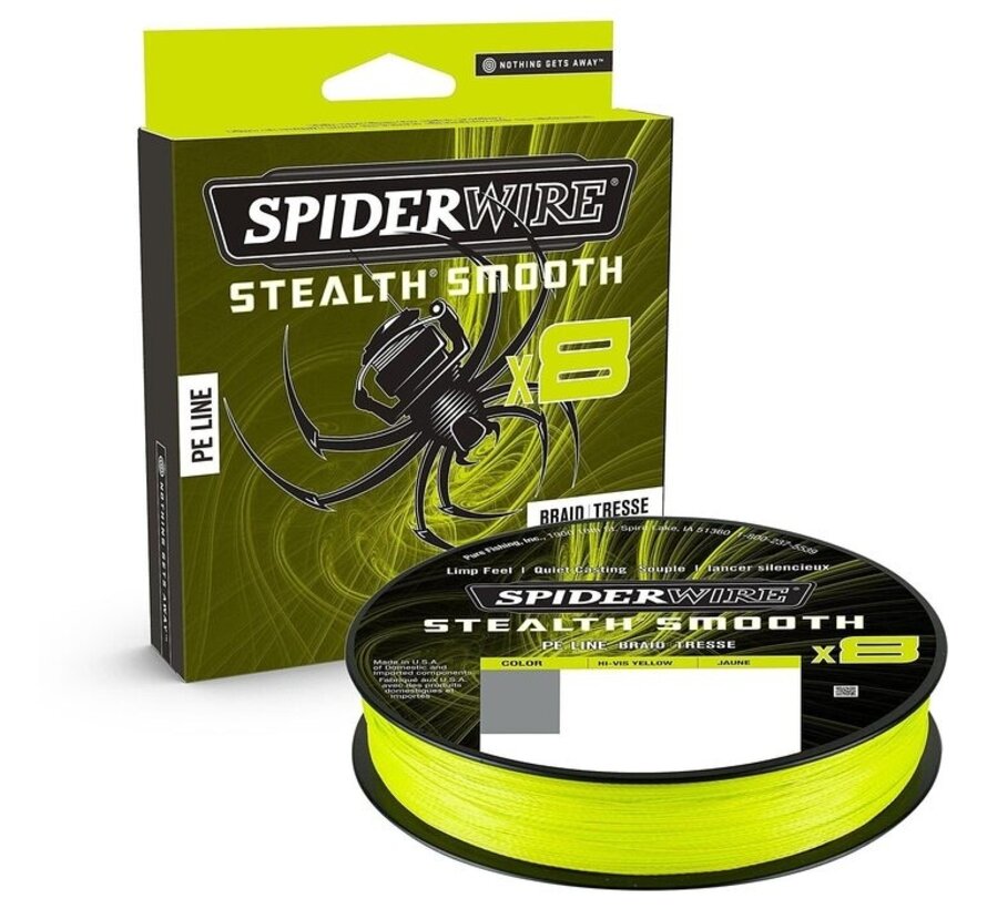 Stealth Smooth 8 Hi-Vis Yellow - Gevlochten Lijn (150m)