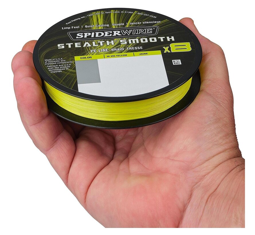 Stealth Smooth 8 Hi-Vis Yellow - Gevlochten Lijn (150m)