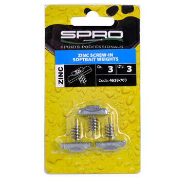 SPRO SPRO ZINC SCREW-IN SOFTBAIT WEIGHTS 3PC