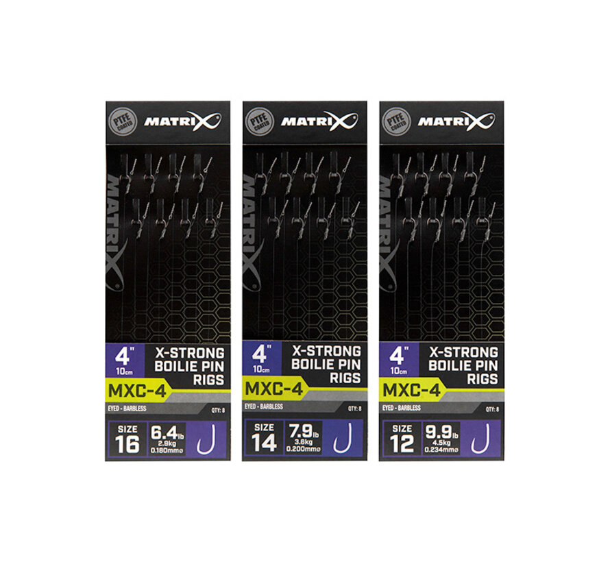 MXC-4 X-Strong Boilie Pin Rigs Barbless 10cm (8stuks)