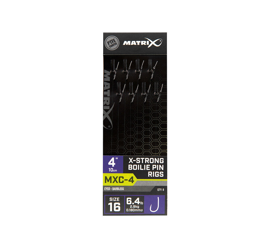 Matrix MXC-4 X-Strong Boilie Pin Rigs 10cm Barbless 8pcs