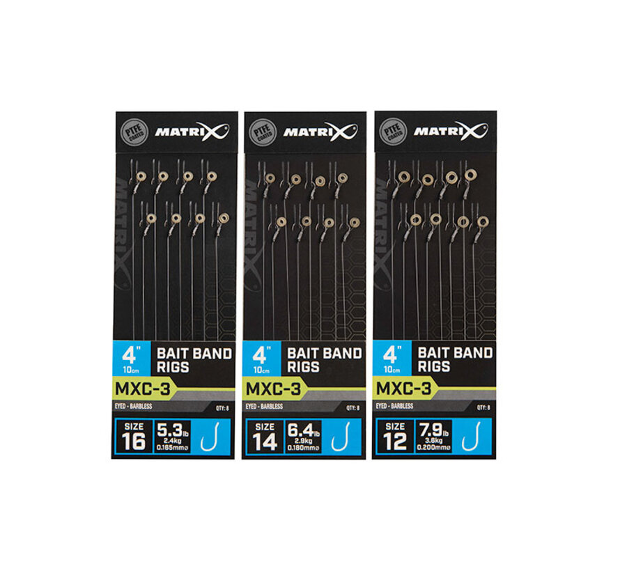 MXC-3 Bait Band Rigs Barbless 10cm (8stuks)