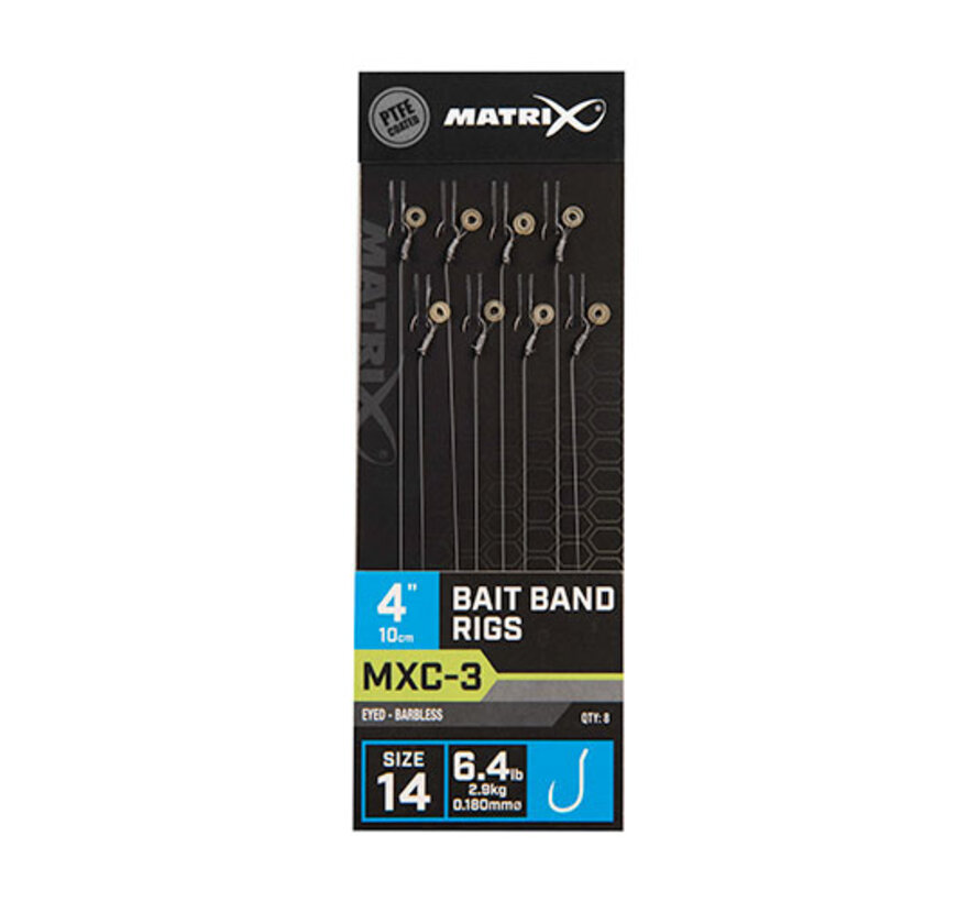 MXC-3 Bait Band Rigs Barbless 10cm (8stuks)