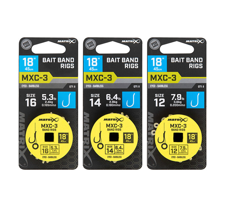 MXC-3 Bait Band Rigs Barbless 45cm (8stuks)
