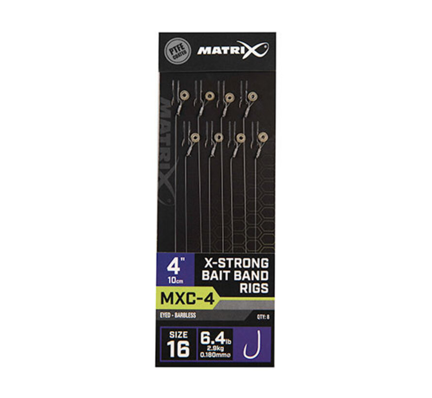 MXC-4 X-Strong Bait Band Rigs Barbless 10cm  (8stuks)
