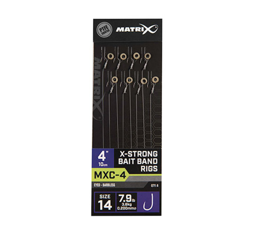 MXC-4 X-Strong Bait Band Rigs Barbless 10cm  (8stuks)
