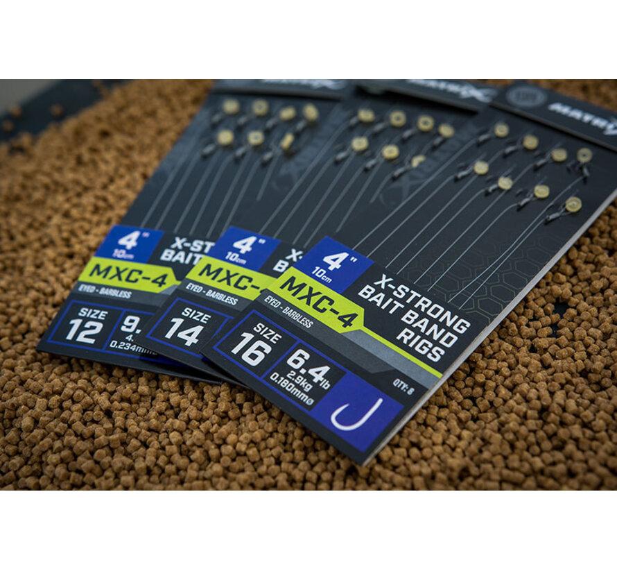 MXC-4 X-Strong Bait Band Rigs Barbless 10cm  (8stuks)