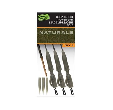 FOX Edges Naturals Copper-Core Power Grip Lead Clip Leaders (3stuks) 50lb