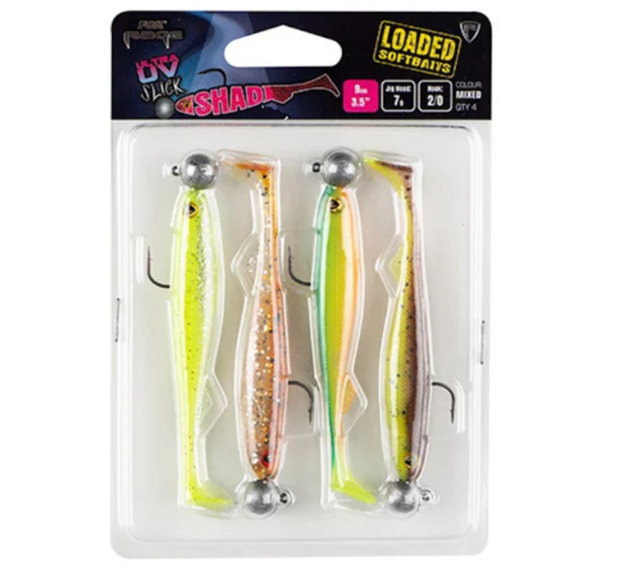 Ultra UV Slick Shad Loaded Lure Pack (4stuks)