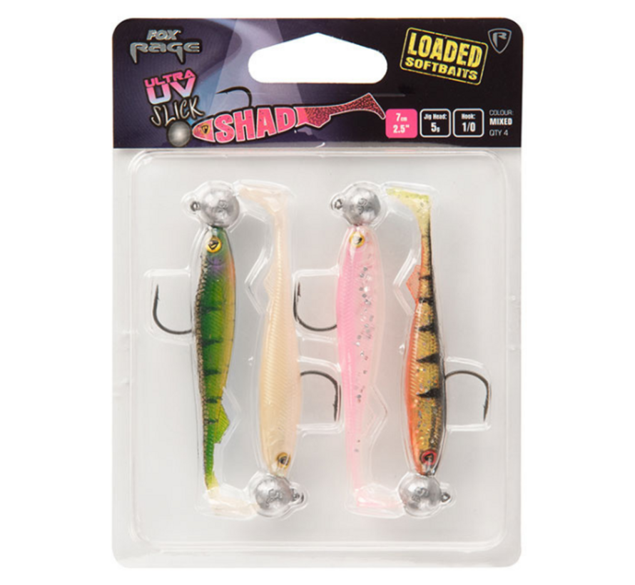Ultra UV Slick Shad Loaded Lure Pack (4stuks)