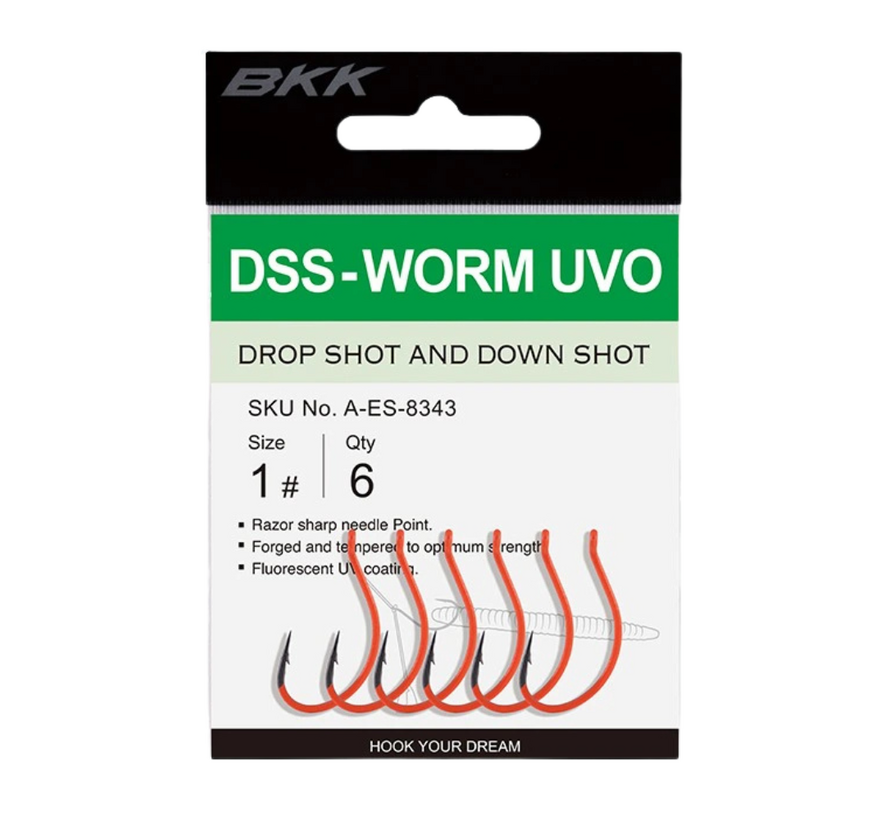 DSS Worm Hook UV Orange (5-6stuks)