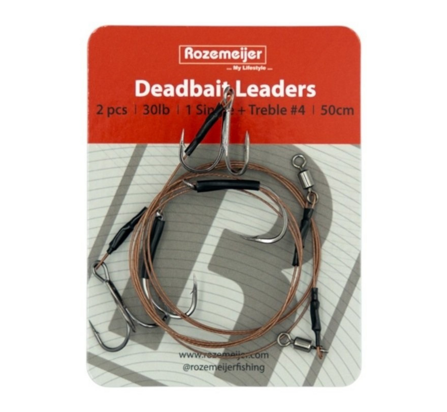 Doodaas Onderlijn 1 Enkele Haak + Dreg (50cm) (2stuks)