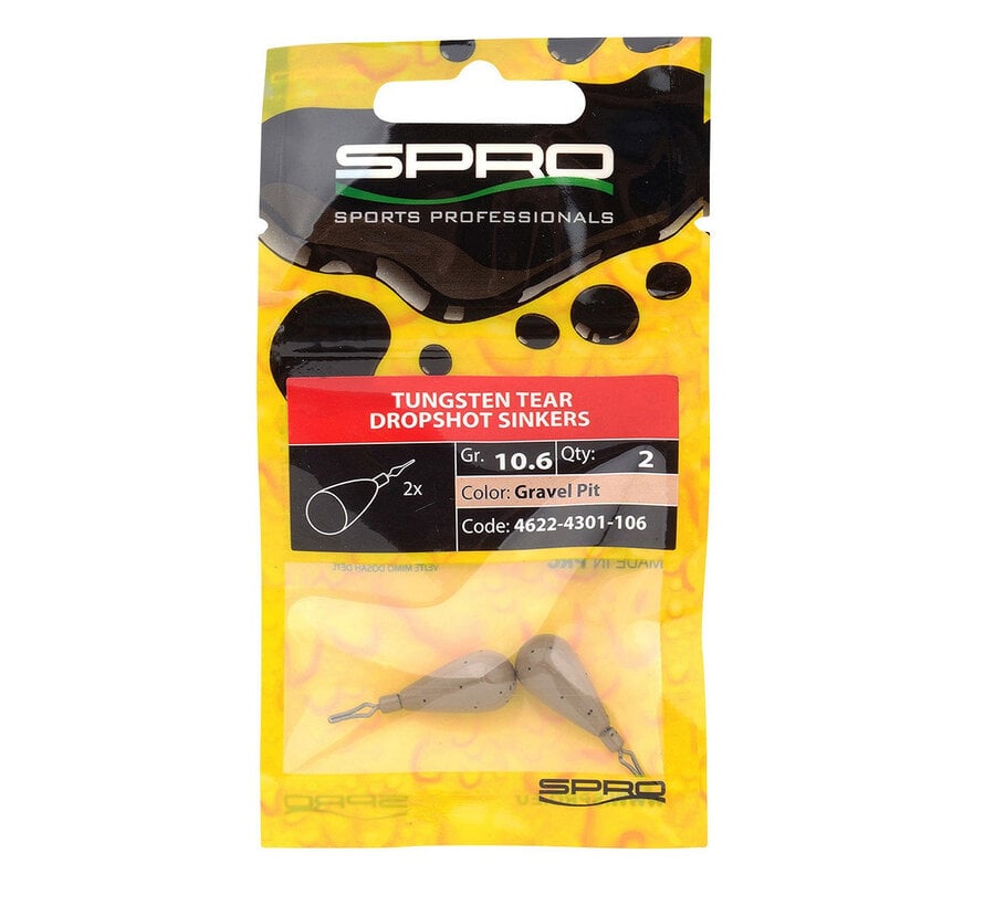 Tungsten Tear Drop Weights Gravel (2stuks)