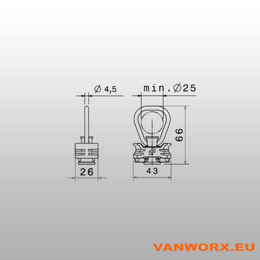 Spanoog/Eindfitting voor bevestigingsrail - 30st
