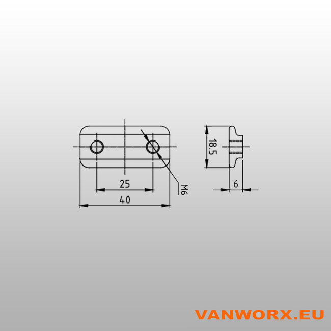 Sliding block for airline rails KERL 2 x M6