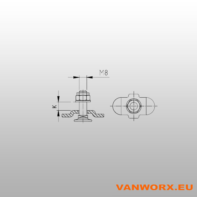 KERL Screw fitting for airline rails M8
